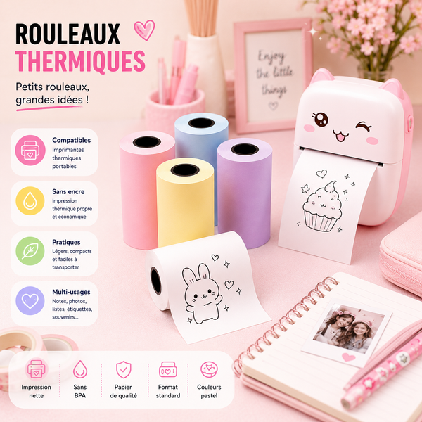 Pack Créative — 5 Rouleaux Thermiques pour Mini Imprimante E-LUMII (57mm)